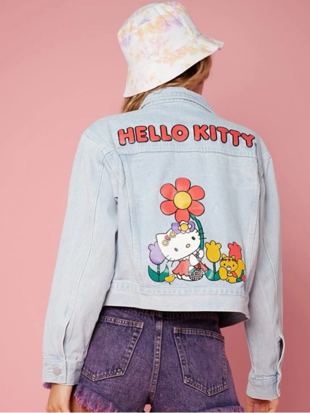 Hello Kitty and Friends Letter & Cartoon Graphic Denim Jacket - Picture 2 of 3